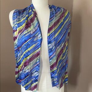 J. Garcia Blue and Purple Striped 100 % silk scarf